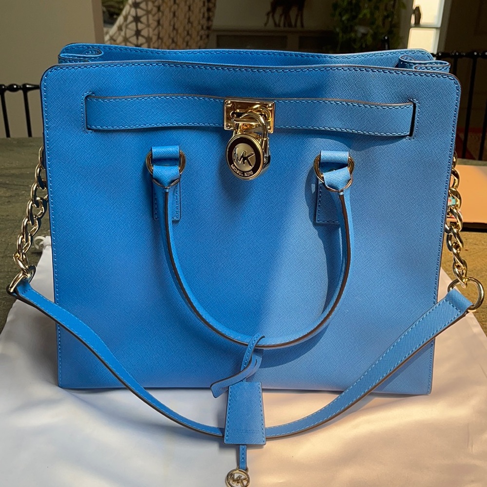 Michael Kors NEW Hamilton Blue Large Leather Tote